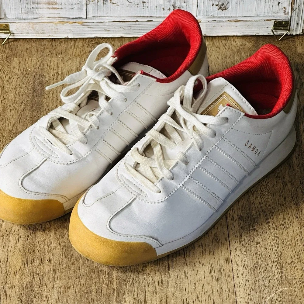 Vintage Adidas Orion Low White Tan Red Trim Running Shoe Size‎ 5.5